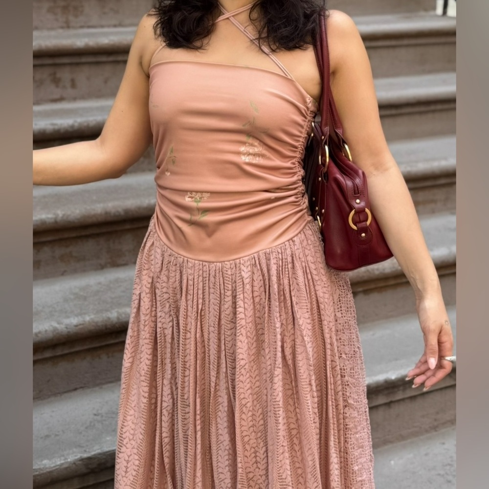 Free People Blush Maxi Dress with Embroidery